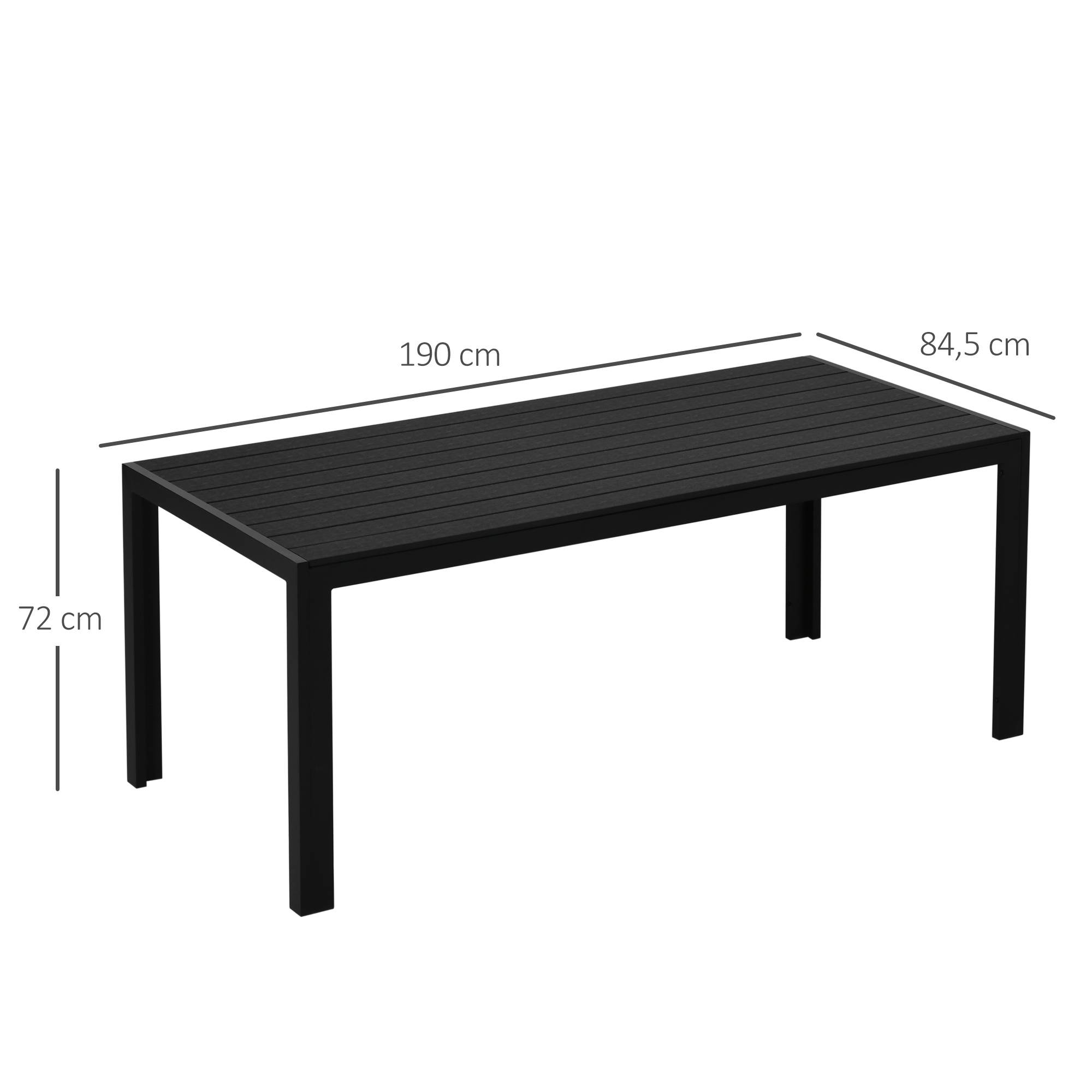 Table de jardin noire 190 x 84,5 x 72 cm en plastique effet bois - Image 5