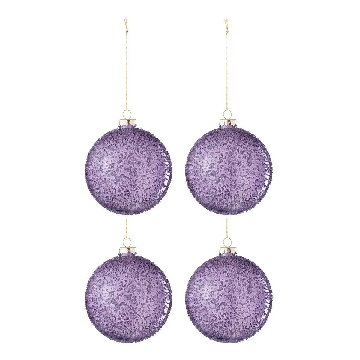 Lot de 4 Boules de Noël "Perla" 10cm Mauve