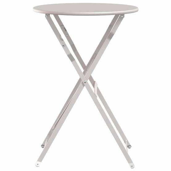Table de Bistrot Ronde Pliante Ø50cm Beige, Petite Table d'Extérieur en Acier, Parfaite pour 2 Personnes – ComfortXL Outdoor Living - Image 5