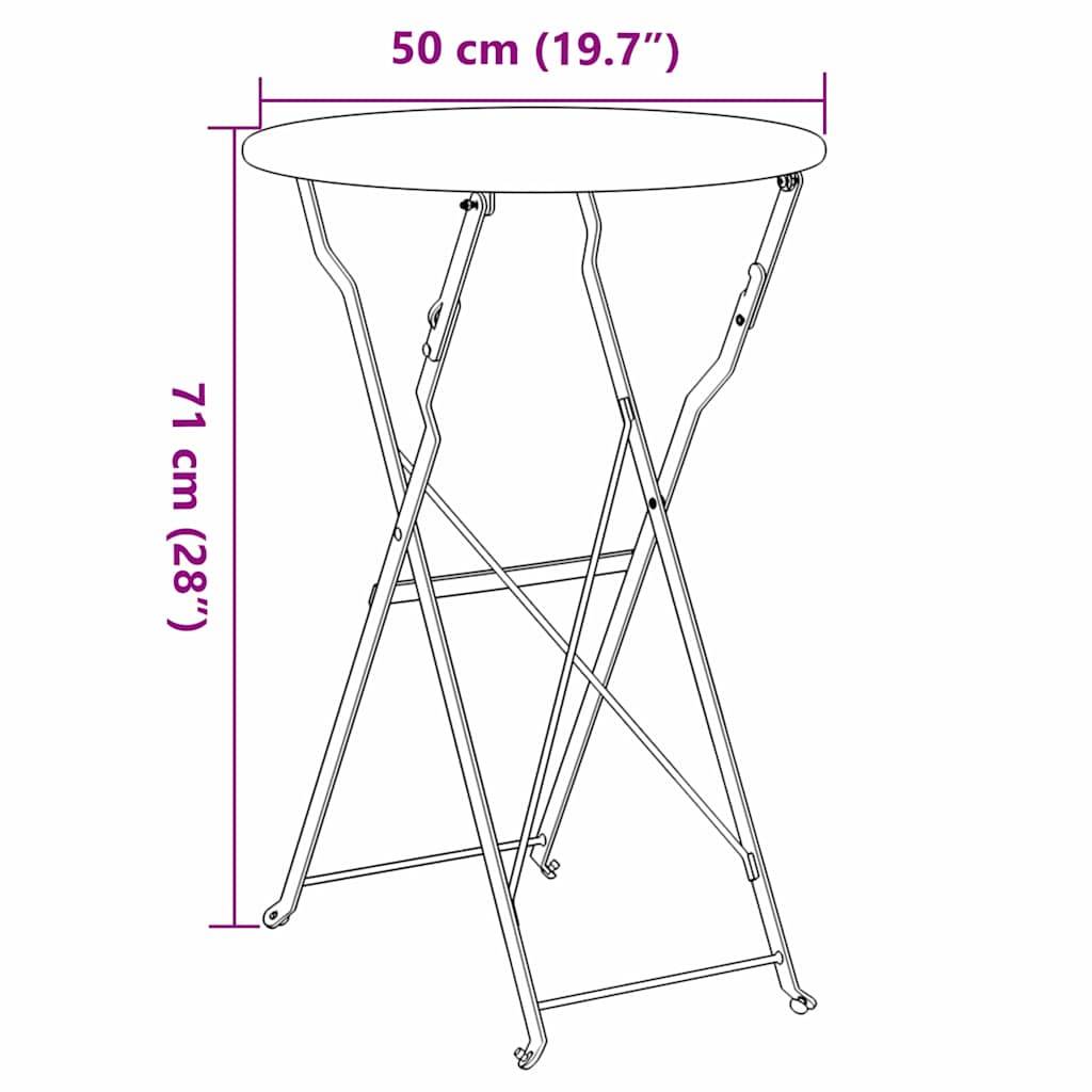 Table de Bistrot Ronde Pliante Ø50cm Beige, Petite Table d'Extérieur en Acier, Parfaite pour 2 Personnes – ComfortXL Outdoor Living - Image 7