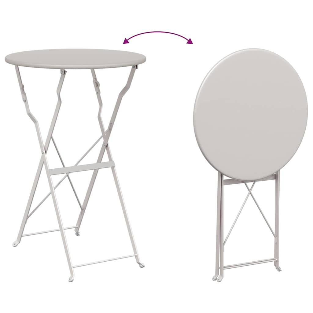 Table de Bistrot Ronde Pliante Ø50cm Beige, Petite Table d'Extérieur en Acier, Parfaite pour 2 Personnes – ComfortXL Outdoor Living - Image 9