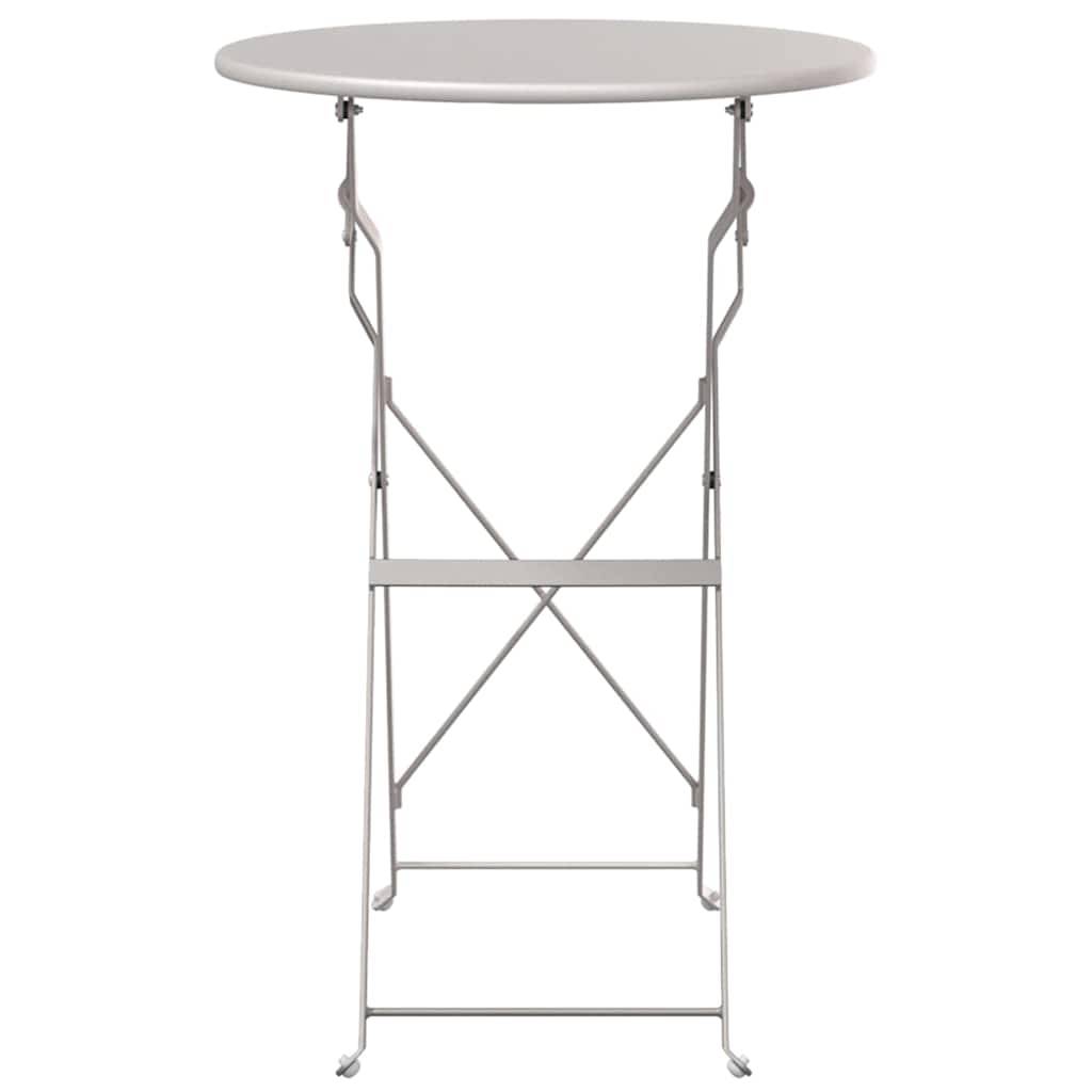 Table de Bistrot Ronde Pliante Ø50cm Beige, Petite Table d'Extérieur en Acier, Parfaite pour 2 Personnes – ComfortXL Outdoor Living - Image 4