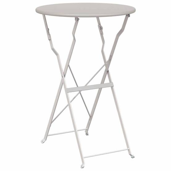 Table de Bistrot Ronde Pliante Ø50cm Beige, Petite Table d'Extérieur en Acier, Parfaite pour 2 Personnes – ComfortXL Outdoor Living - Image 2