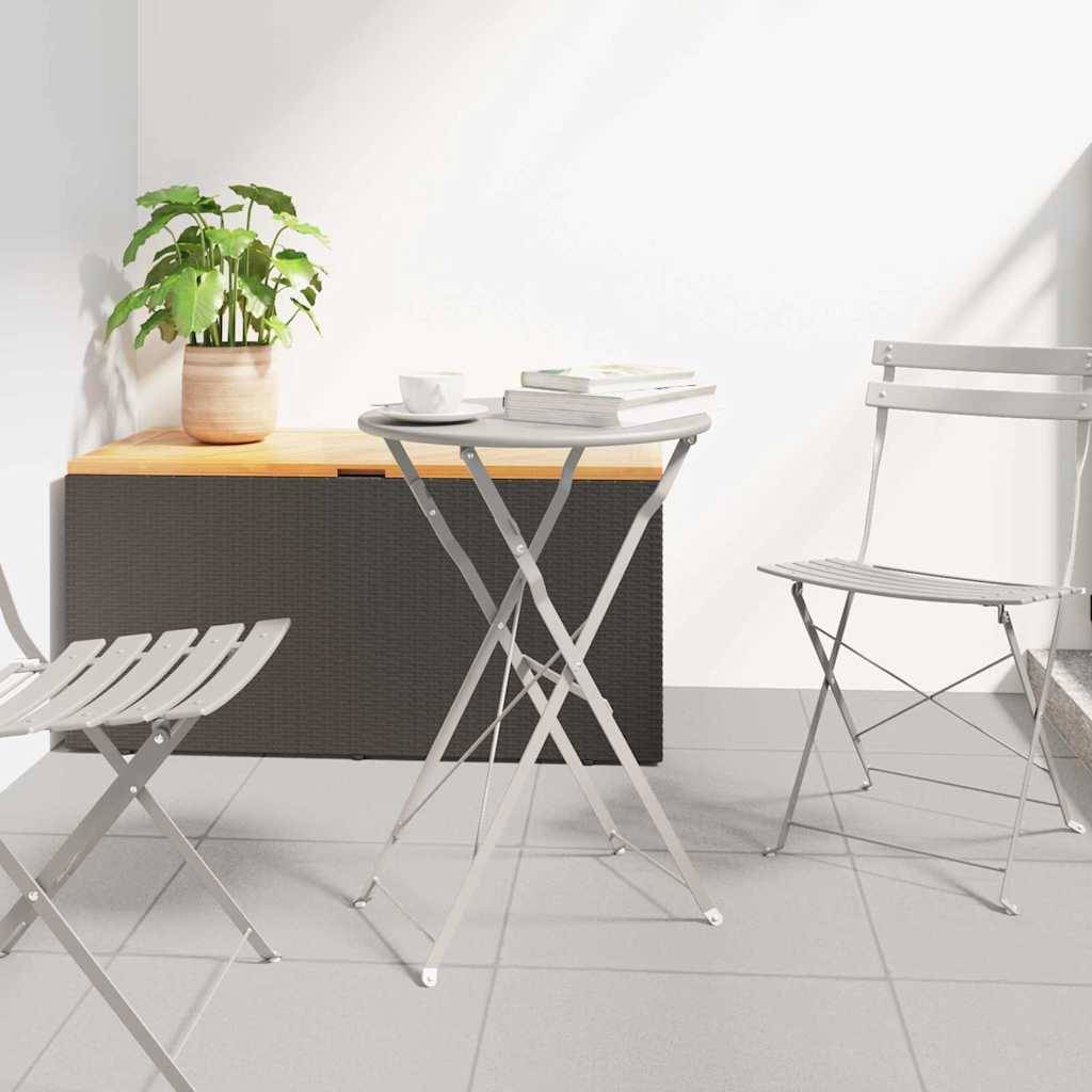 Table de Bistrot Ronde Pliante Ø50cm Beige, Petite Table d'Extérieur en Acier, Parfaite pour 2 Personnes – ComfortXL Outdoor Living - Image 1