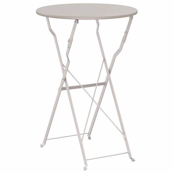 Table de Bistrot Ronde Pliante Ø50cm Beige, Petite Table d'Extérieur en Acier, Parfaite pour 2 Personnes – ComfortXL Outdoor Living - Image 6