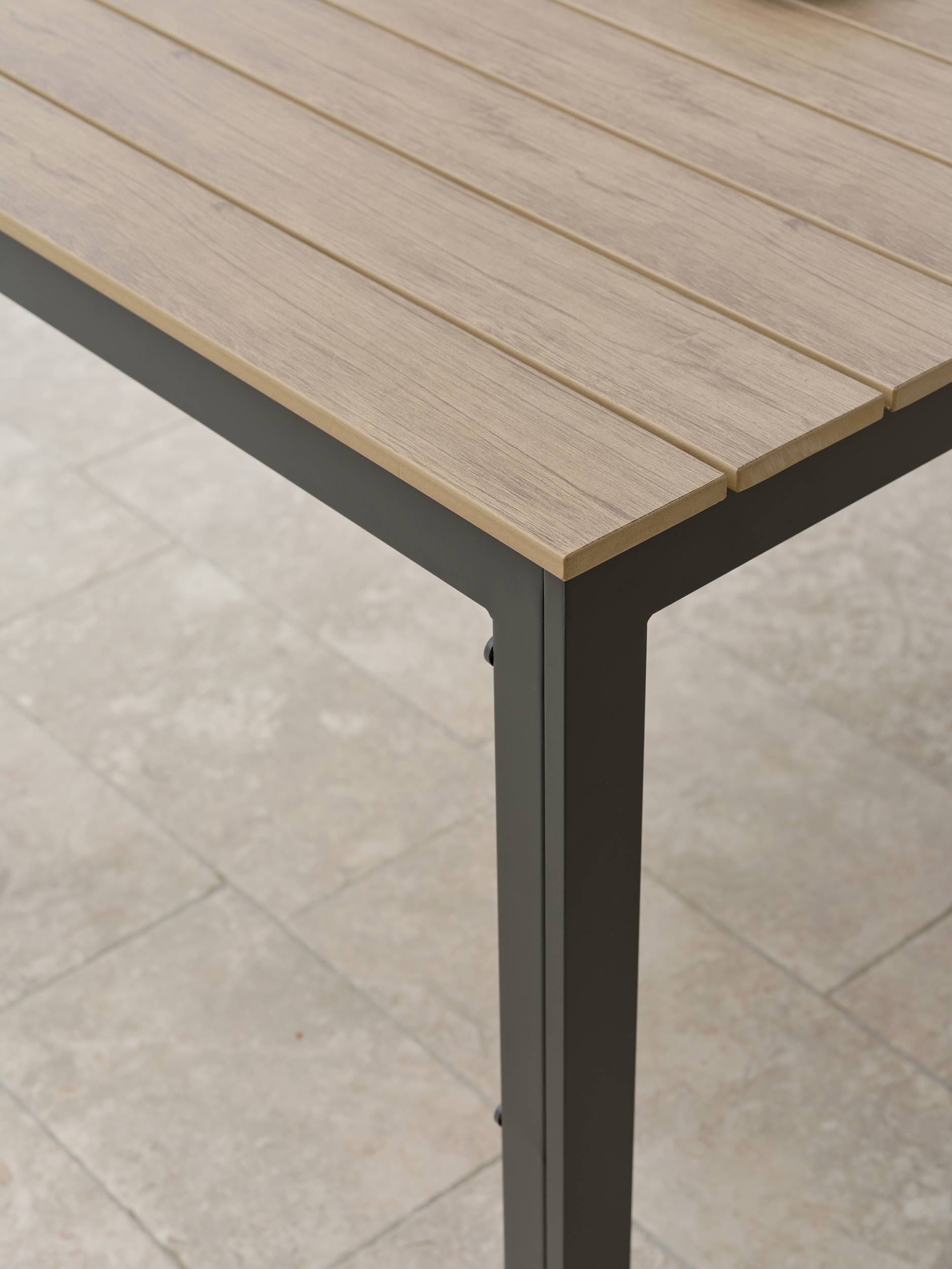 Dcb Garden - Table de jardin en alu plateau en polywood imitation bois - Gris anthracite - BOSTON - Imagen 4