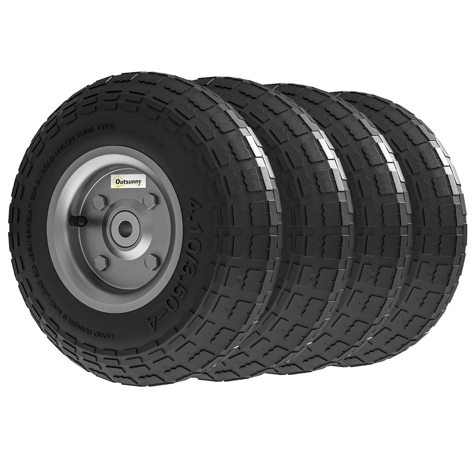 ComfortXL - Roues de brouette caoutchouc métal Ø 25,5 cm noir lot de 4 pour chariot transport adhérence renforcée - Image 2