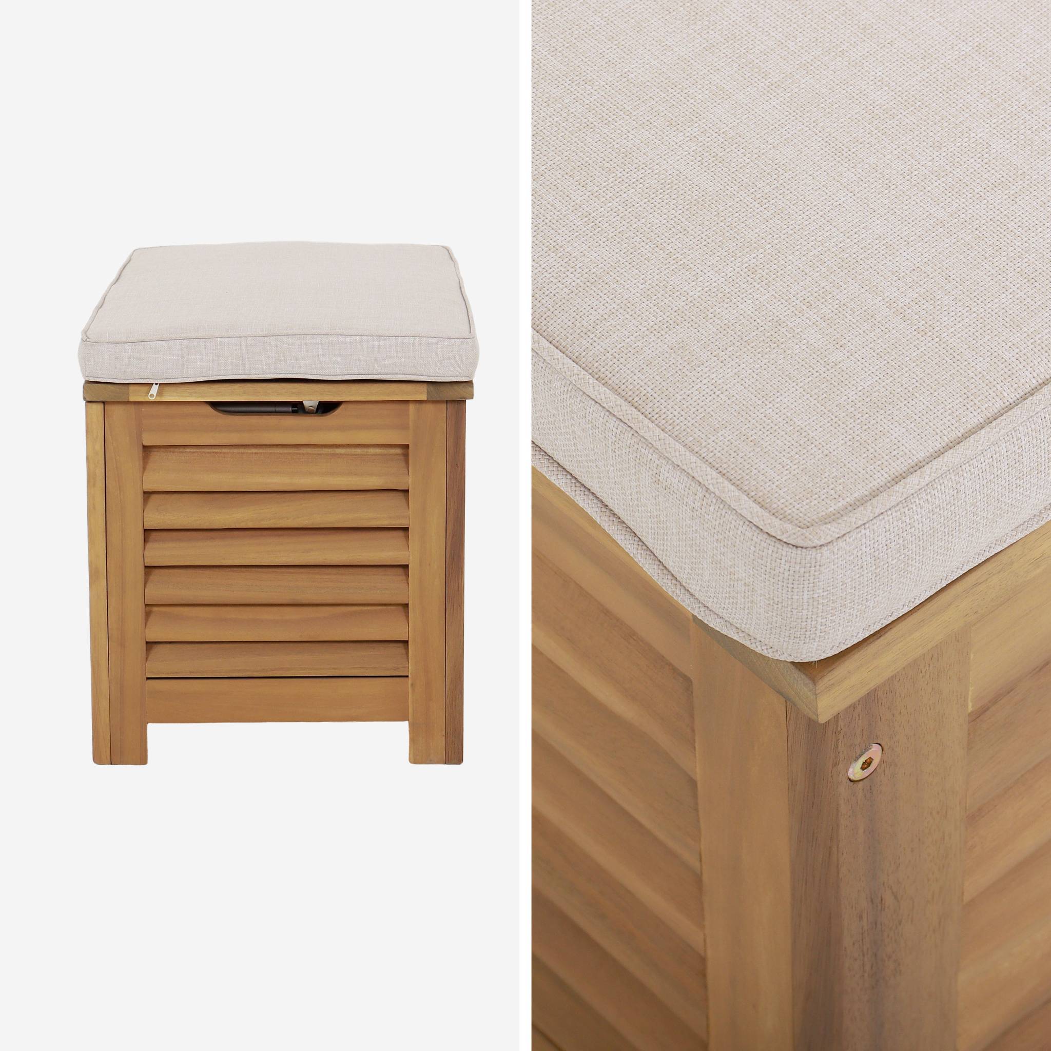 Coffre de jardin / Banc bois d'acacia 63L naturel avec vérins - Zafra | sweeek - Image 5