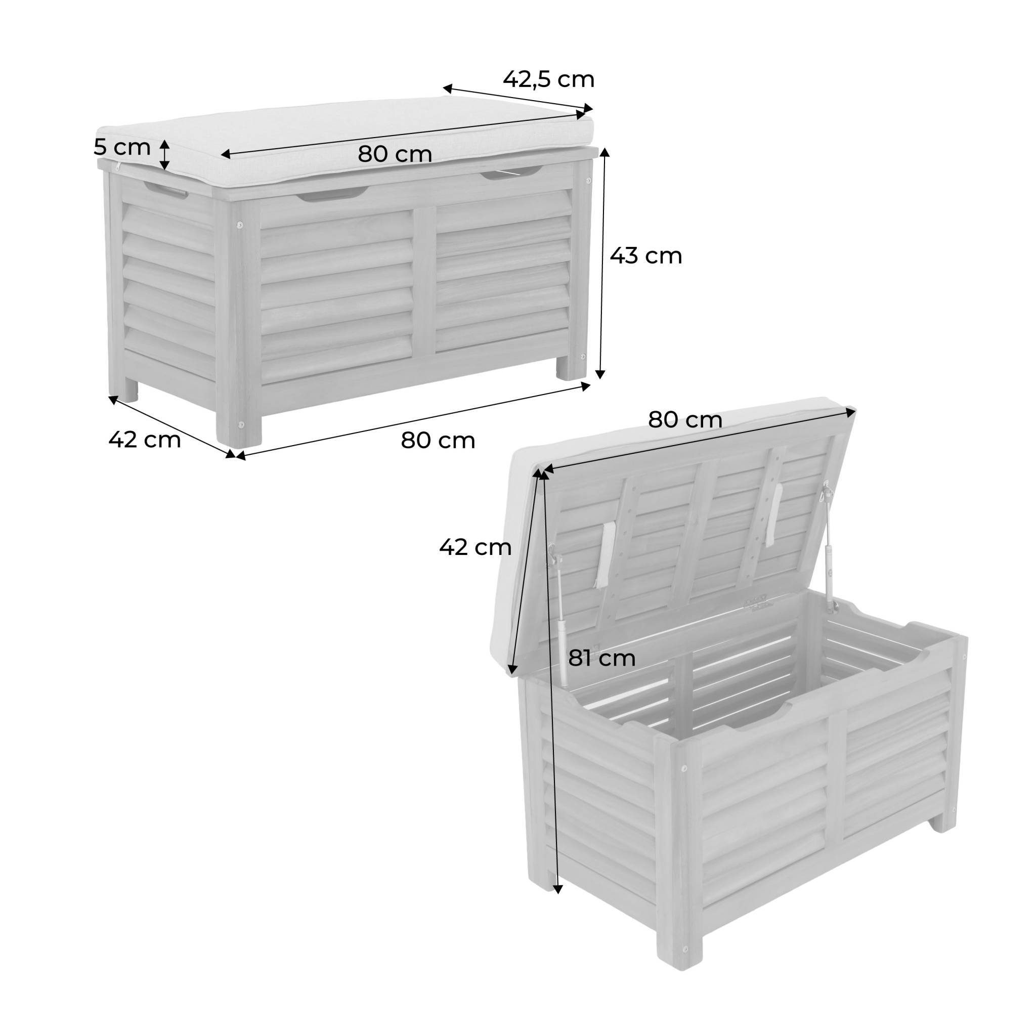 Coffre de jardin / Banc bois d'acacia 63L naturel avec vérins - Zafra | sweeek - Image 4