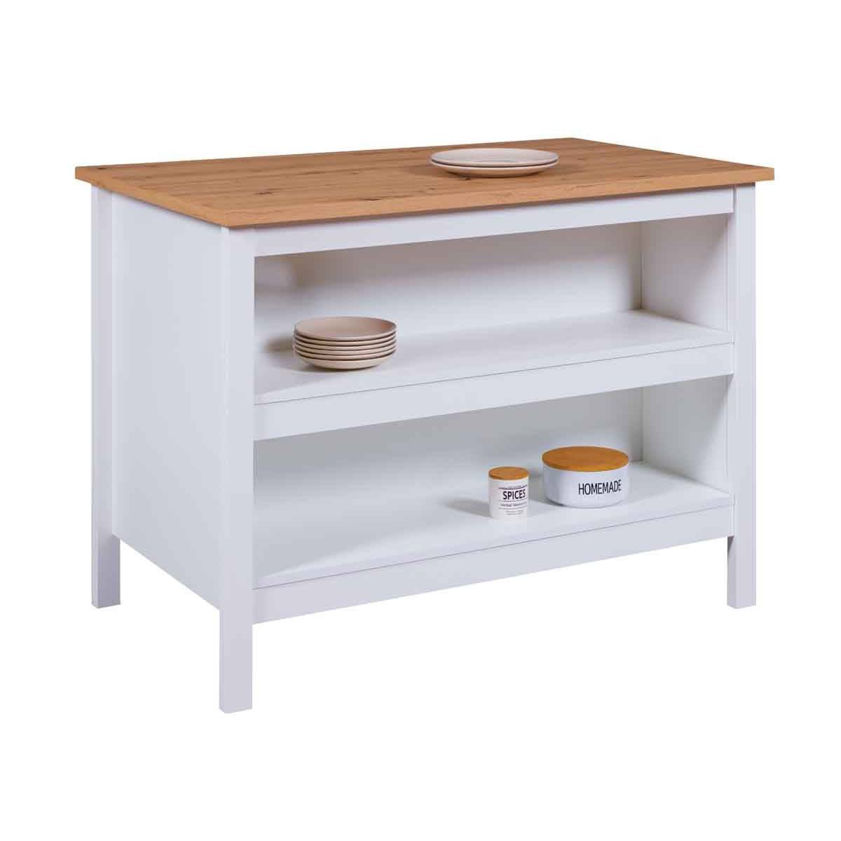 Ilot de Cuisine "Melina" 124cm Blanc - Image 7