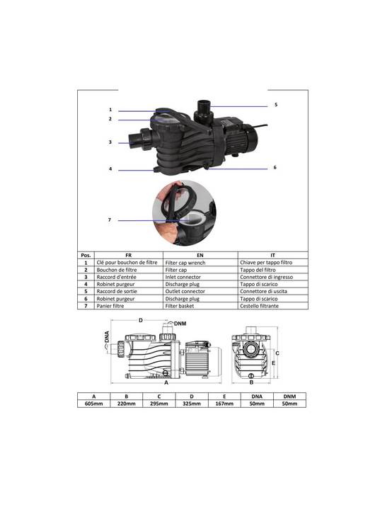 Ribimex - Pompe filtrage pour piscine privée 1100 watts panier de filtre intégré - Image 2