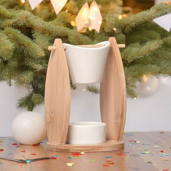 Brûle Parfum Voile - Brûleur Fondant Parfumé – Diffuseur Huile Essentielle – Brûleur en céramique et bambou - H: 12 cm - Zen'Arôme - Image 7