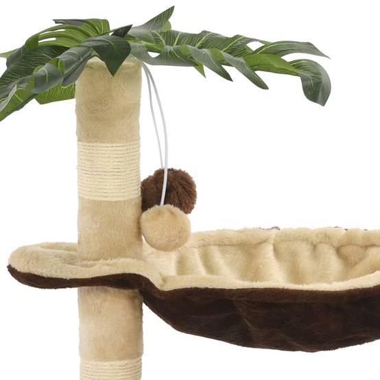 Arbre à chat, Tour à chat avec griffoir en sisal 50 cm Beige et Marron MP46 - Image 6