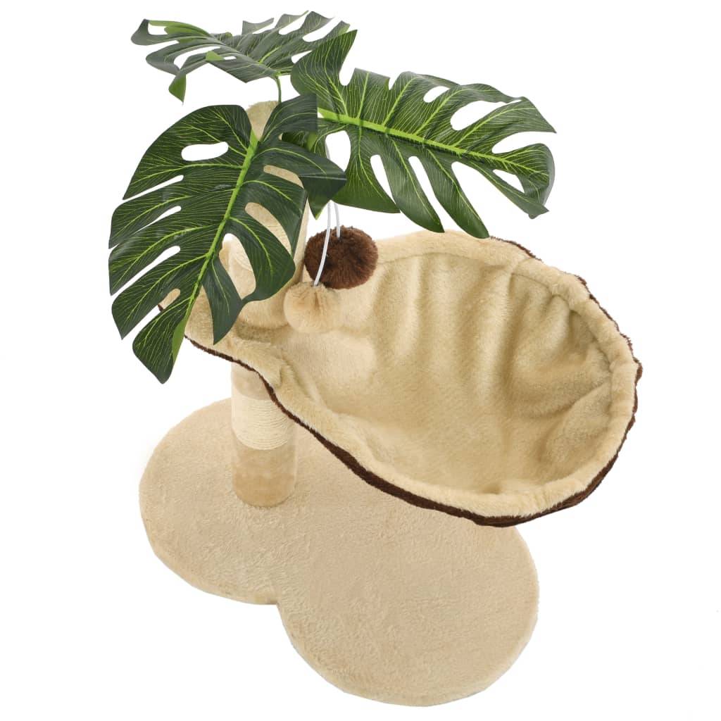 Arbre à chat, Tour à chat avec griffoir en sisal 50 cm Beige et Marron MP46 - Image 5