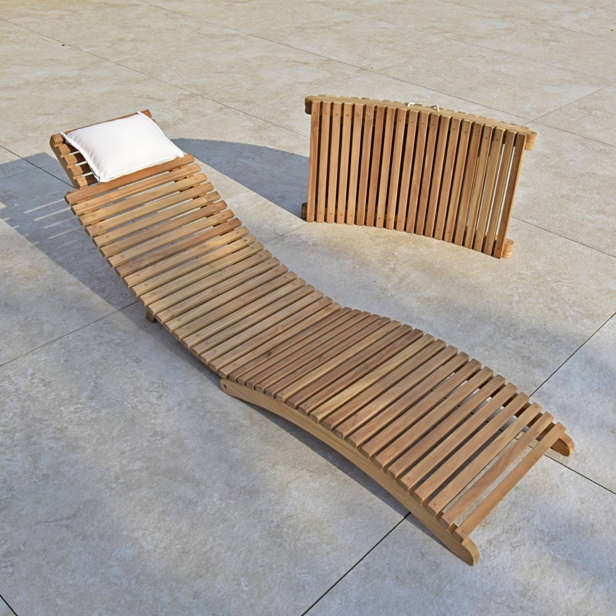 Teck'Attitude - Bain de soleil pliant en teck massif Relax - TECK'Attitude - Imagen 6
