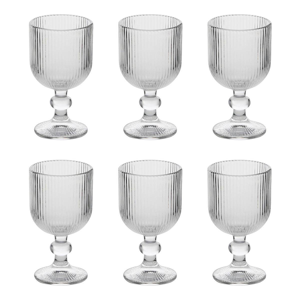 Lot de 6 Verres à Vin Strie "Ema" 25cl Transparent - Image 1