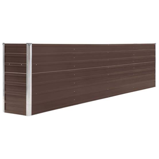 Jardinière lit surélevé plantes fleurs jardin 320 x 40 x 77 cm acier galvanisé marron - Image 1