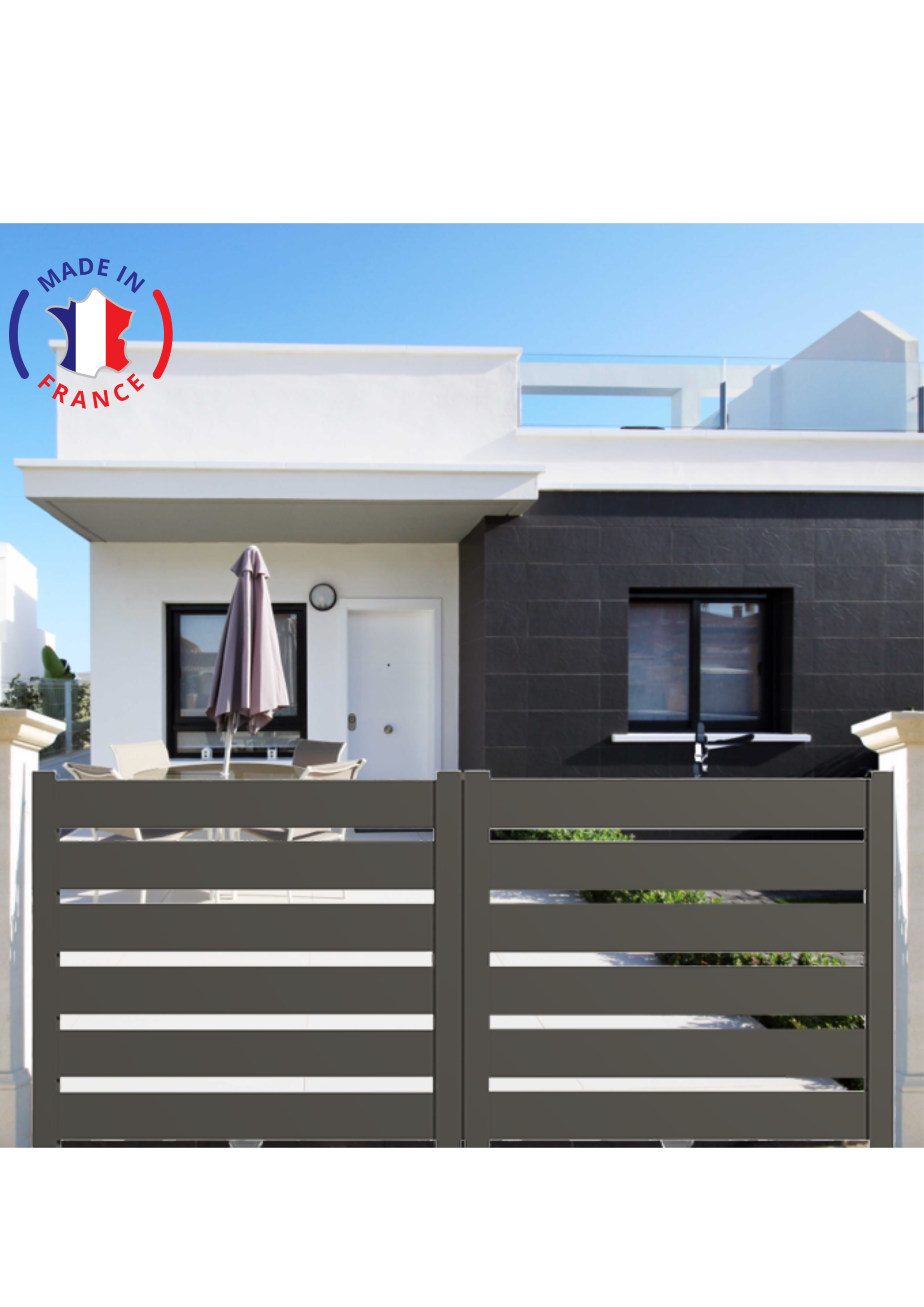 Portail Packit - Portail alu coulissant SAH en kit dim. L.4000 (entre piliers) X H.1500 mm  Gris Quartz (RAL 7039)