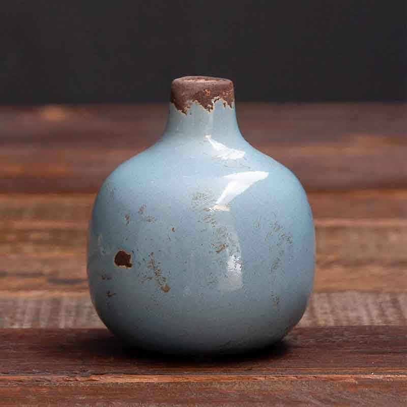 Vase Soliflore céramique bleu ciel 10x10x9cm - Image 3
