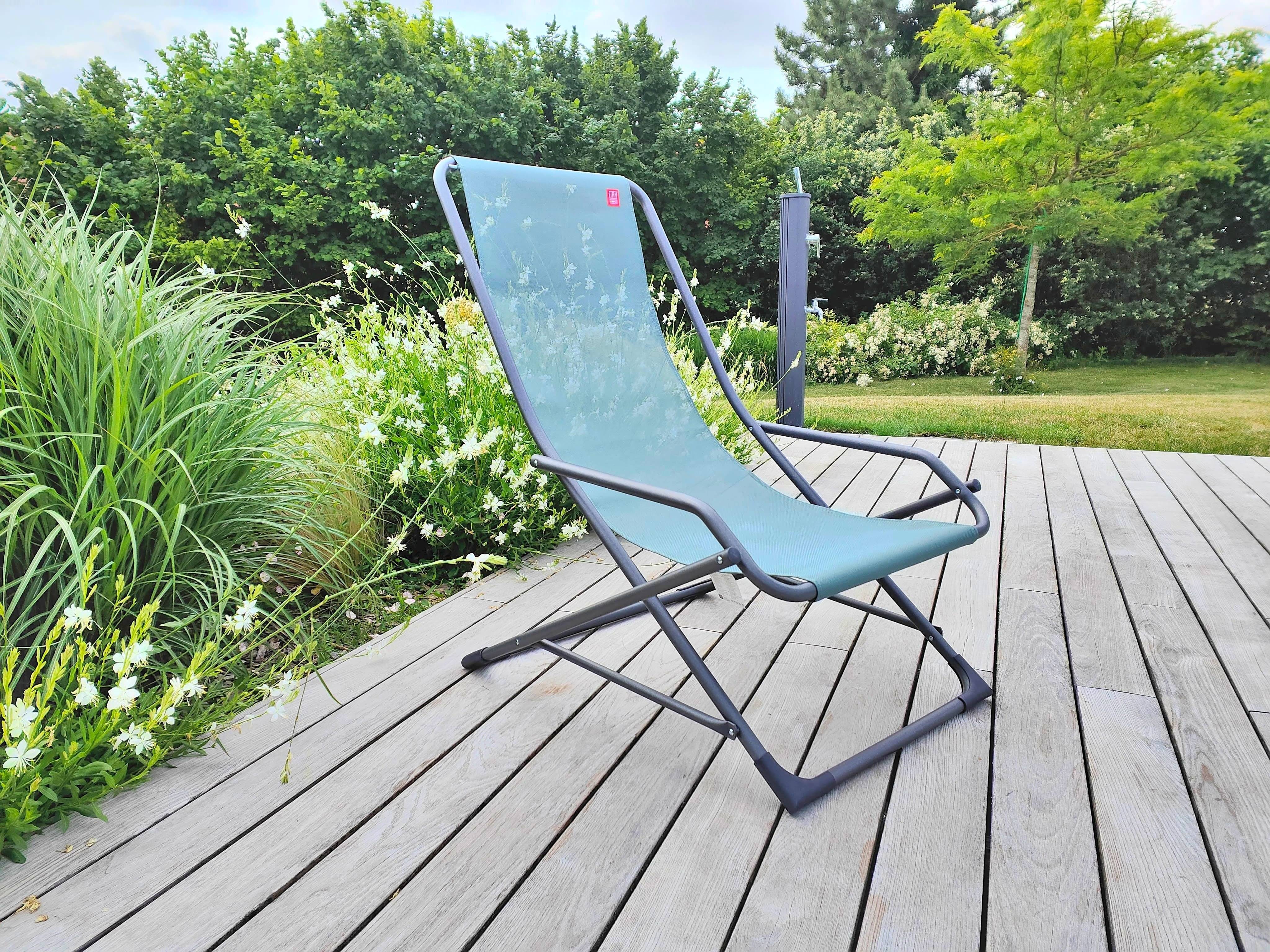 Fiam - Transat DONDOLINA Acier ANTHRACITE Texfil VERT SAUGE 92x63x83 cm FIAM - Imagen 5
