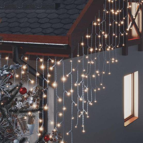 Rideau Lumineux Glaçons 400 LED Décoration Noël 10m Blanc Chaud – ComfortXL Outdoor Living - Image 4