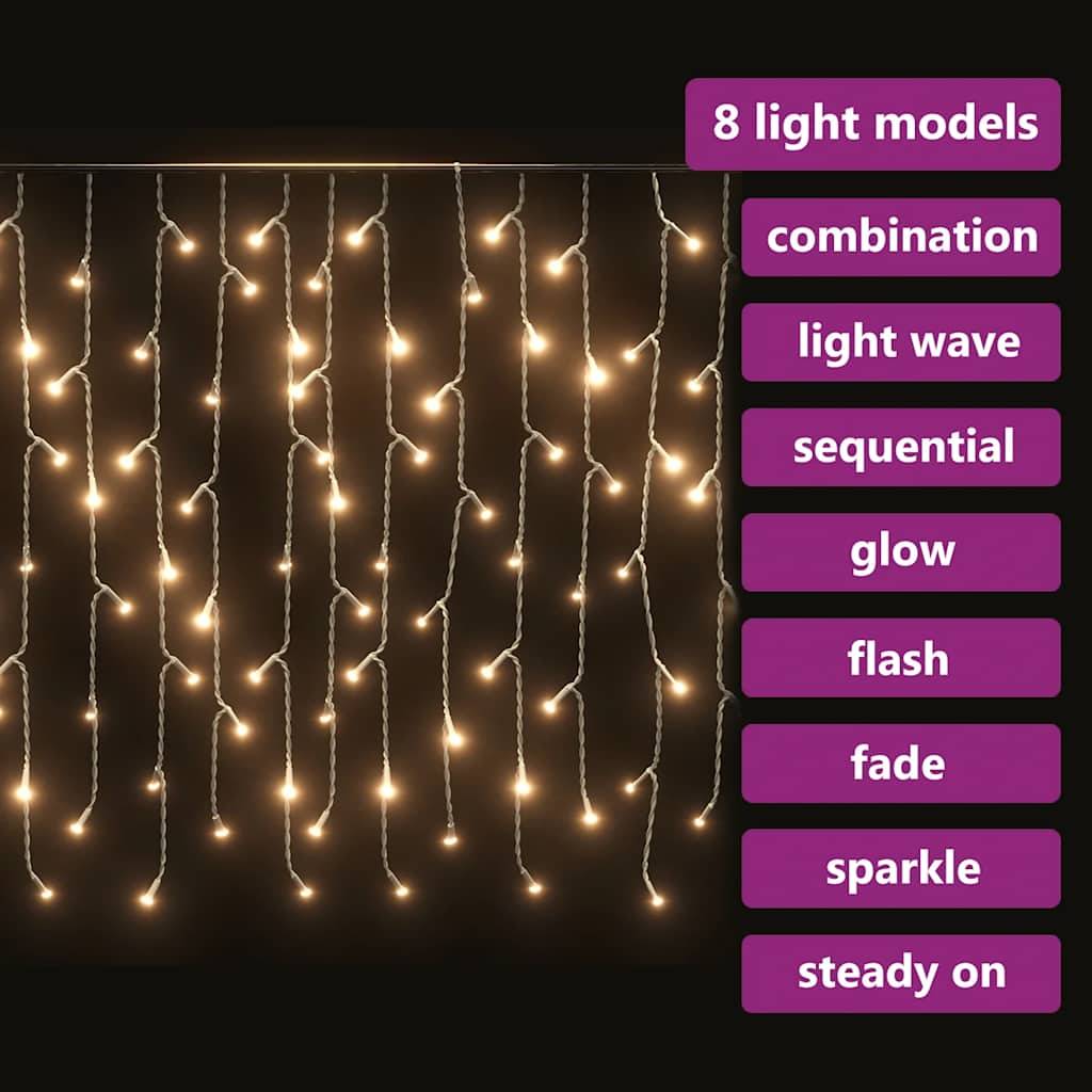 Rideau Lumineux Glaçons 400 LED Décoration Noël 10m Blanc Chaud – ComfortXL Outdoor Living - Image 6