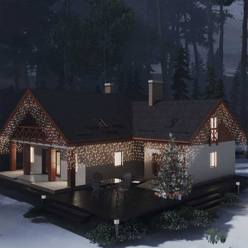 Rideau Lumineux Glaçons 400 LED Décoration Noël 10m Blanc Chaud – ComfortXL Outdoor Living - Image 1