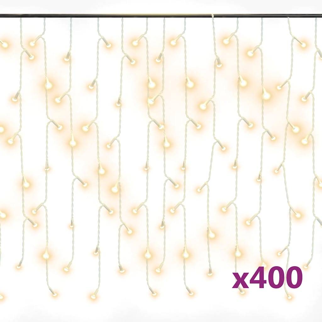 Rideau Lumineux Glaçons 400 LED Décoration Noël 10m Blanc Chaud – ComfortXL Outdoor Living - Image 2