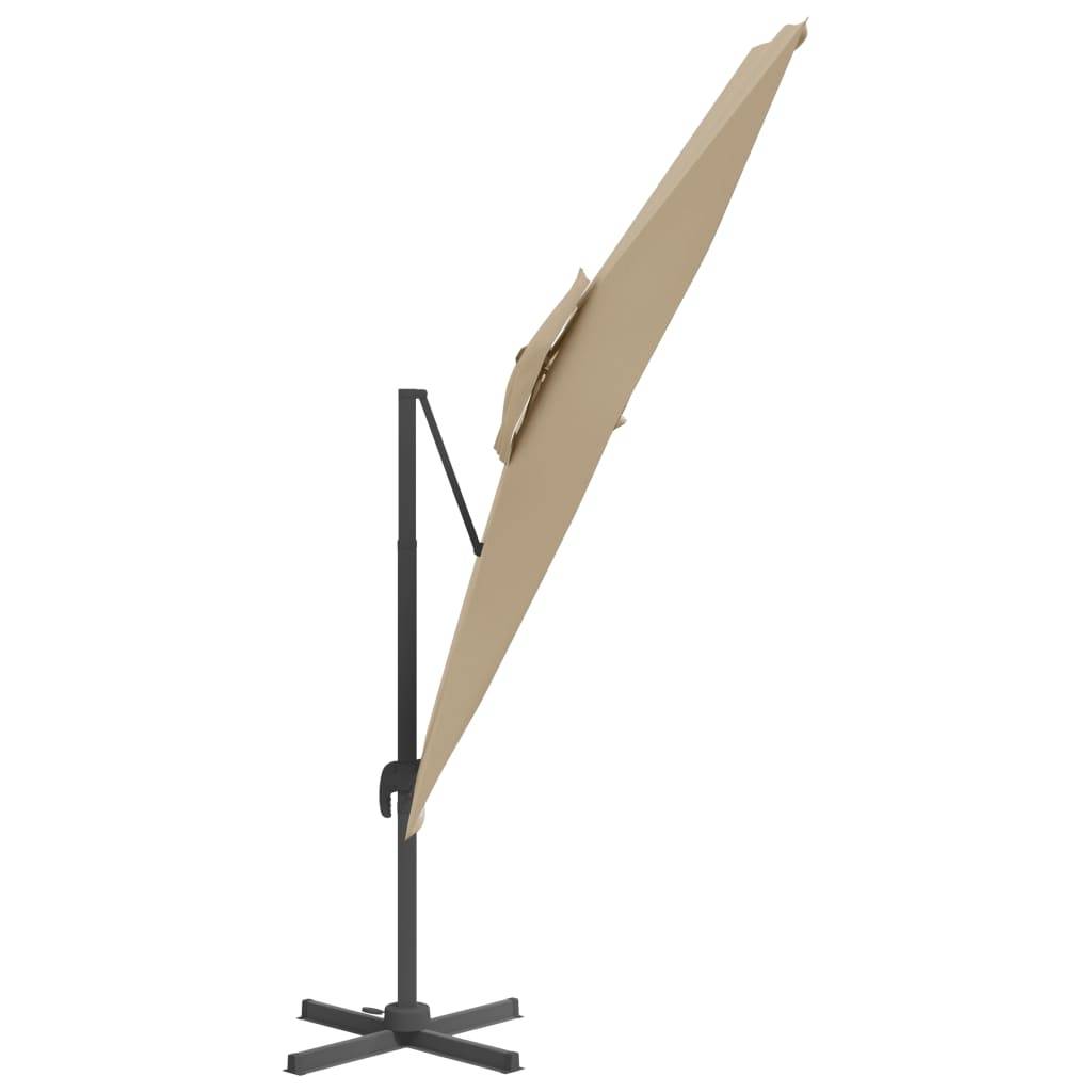Helloshop26 - Parasol meuble de jardin cantilever à double toit 400 x 300 cm taupe - Imagen 2
