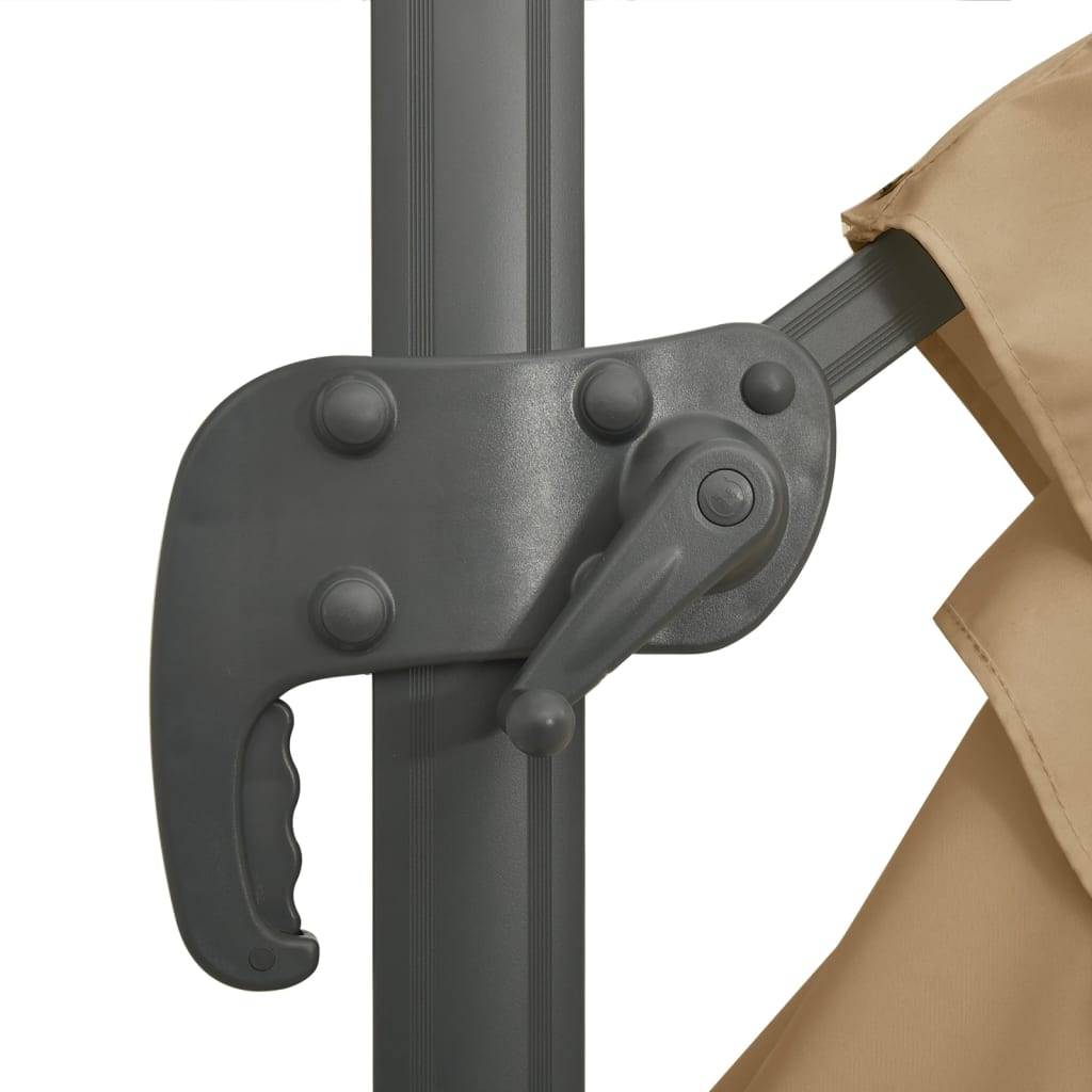 Helloshop26 - Parasol meuble de jardin cantilever à double toit 400 x 300 cm taupe - Imagen 4