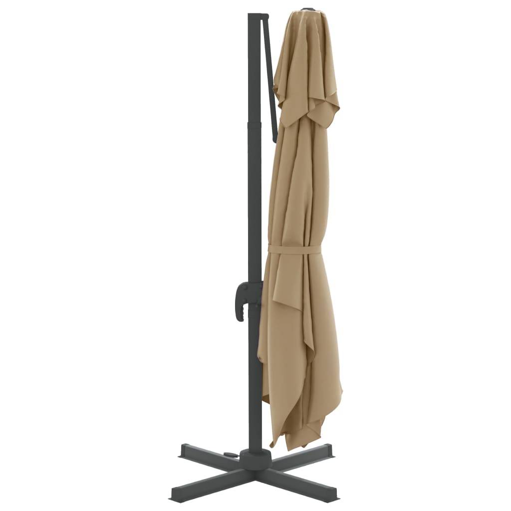 Helloshop26 - Parasol meuble de jardin cantilever à double toit 400 x 300 cm taupe - Imagen 3