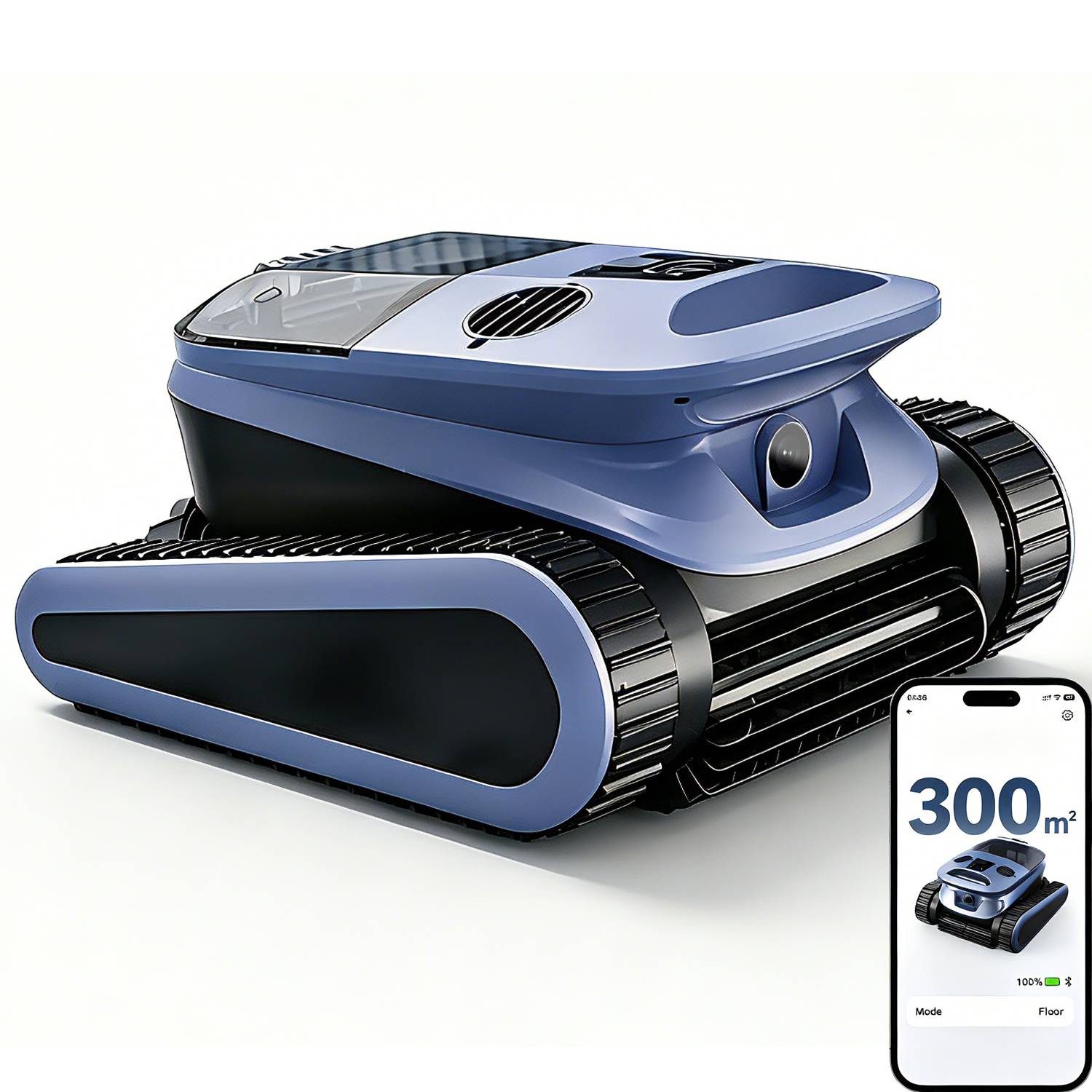 Robot nettoyeur automatique sans fil SEAUTO SAT40, navigation intelligente par sonar, double filtration, longue autonomie pour piscine jusqu'à 300m²