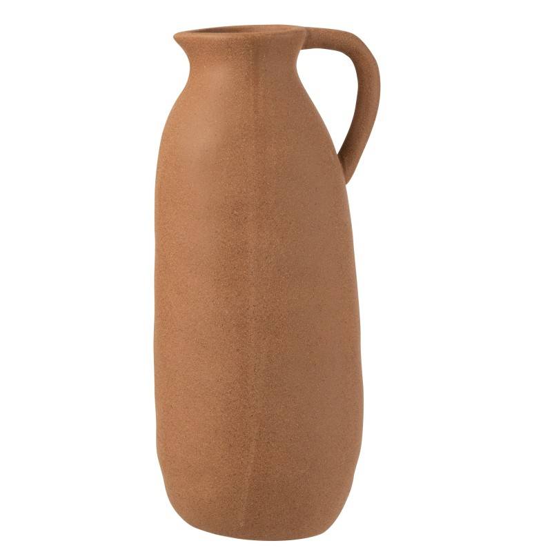 J-Line - Vase cruche haut avec anse en céramique orange 15x13x36 cm - J-Line - Image 1