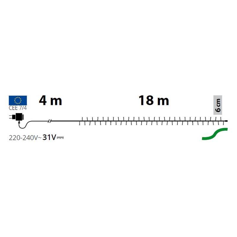 Lotti - Guirlande LED blanc chaud Multi Flash 18M 300 miniLED câble vert foncé IP44 Lotti - Imagen 2