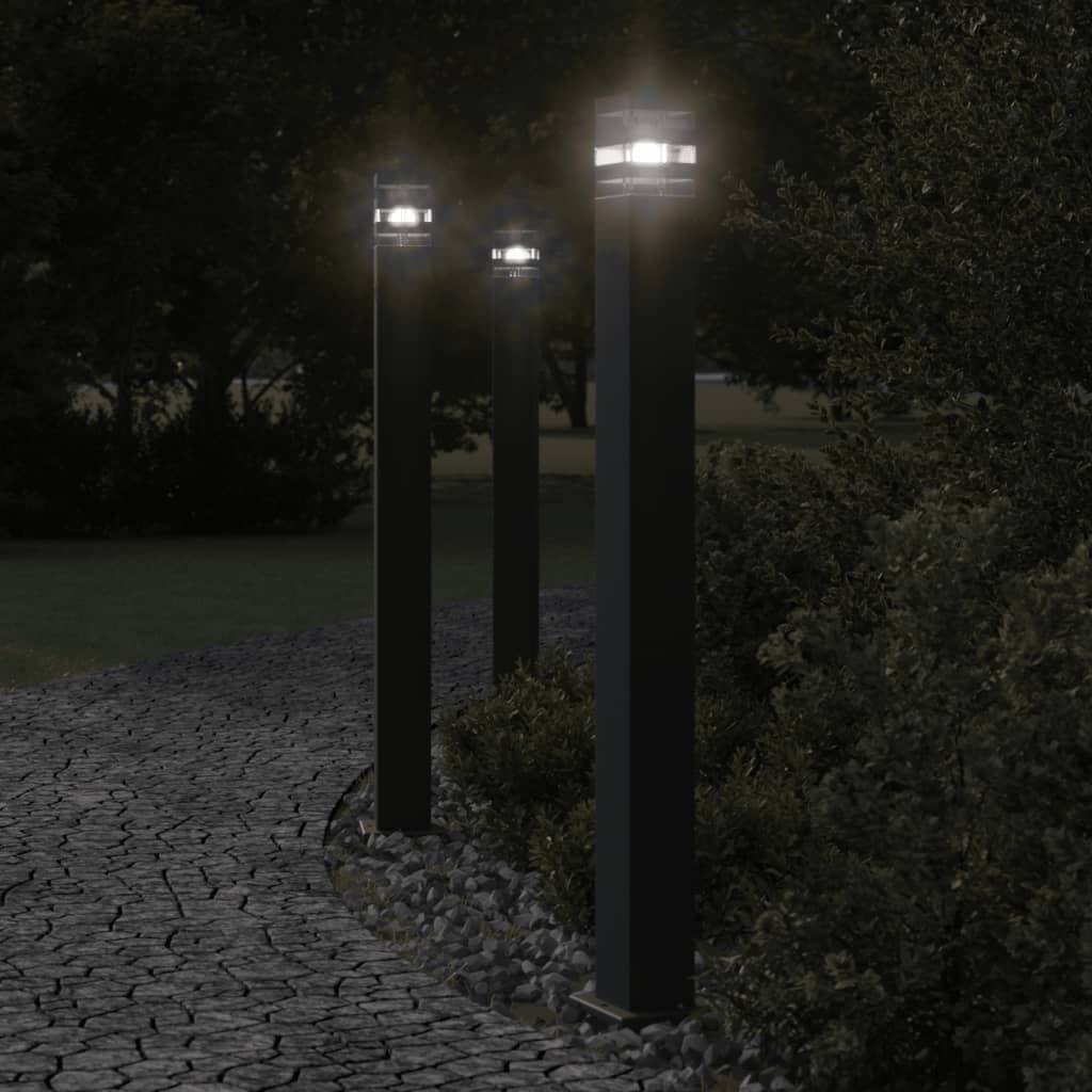 3 pcs Lampadaires de jardin - Lampadaires d'extérieur noir 110 cm aluminium - Image 2