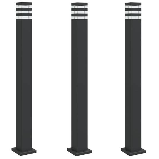 3 pcs Lampadaires de jardin - Lampadaires d'extérieur noir 110 cm aluminium - Image 1