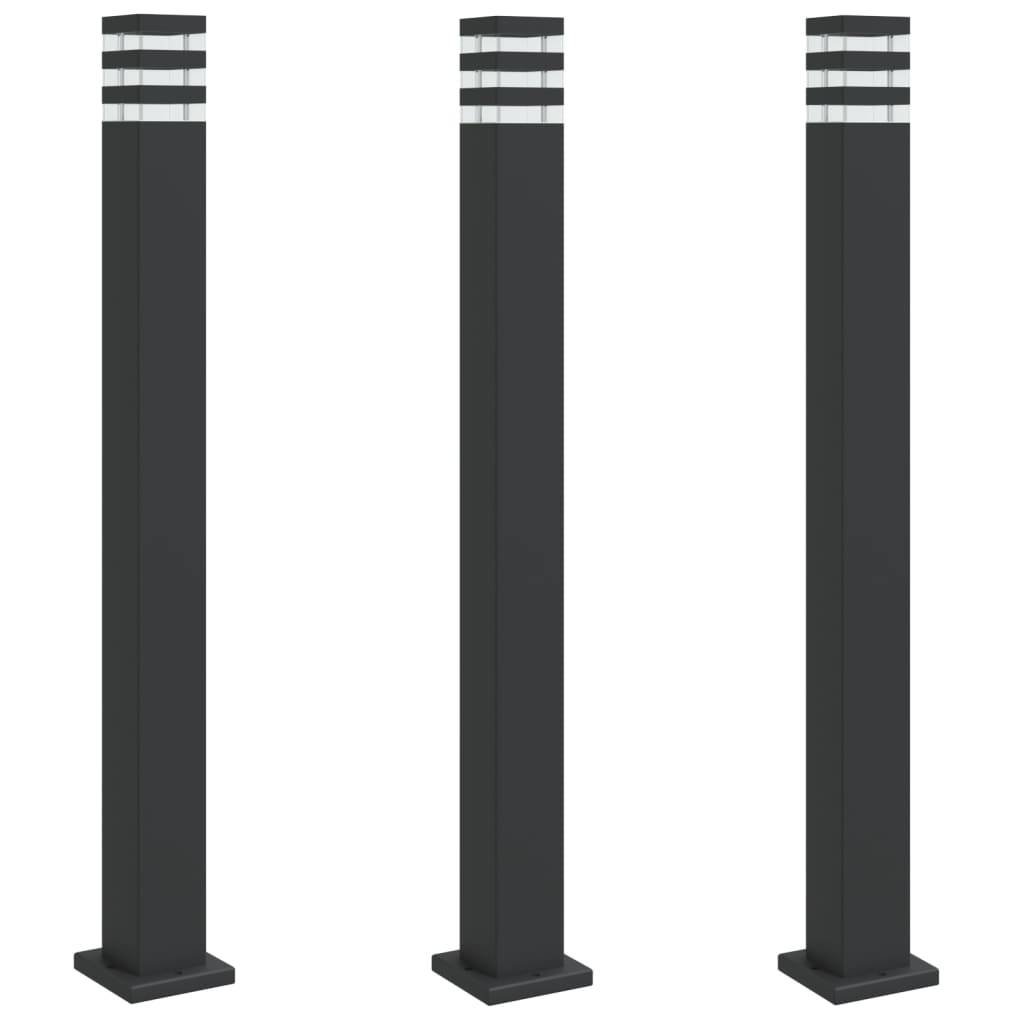 3 pcs Lampadaires de jardin - Lampadaires d'extérieur noir 110 cm aluminium - Image 1