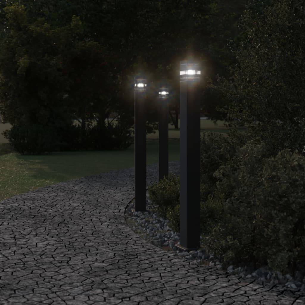 3 pcs Lampadaires de jardin - Lampadaires d'extérieur noir 110 cm aluminium - Image 3