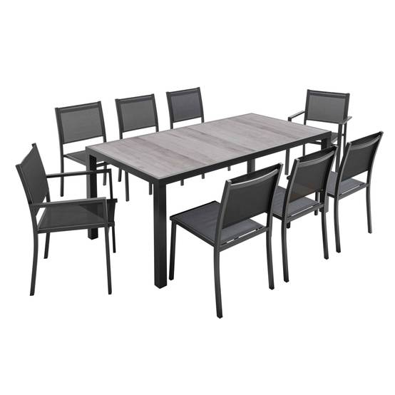 Oviala - Table de jardin en aluminium et céramique effet bois grisé 8 places Tivoli - Oviala - Image 4