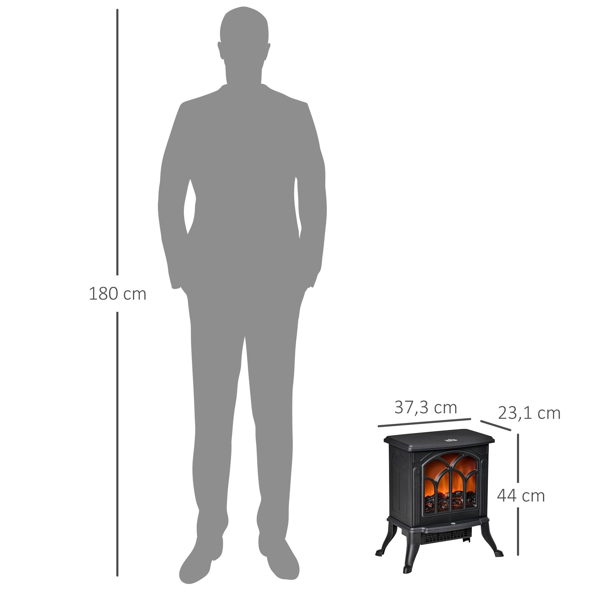 Cheminée électrique sur pied 750/1500W 2 niveaux puissance effet flamme couverture 15-20 m² noir - Image 5