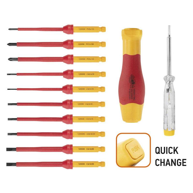 Neo Tools - Kit de tournevis 12 lames interchangeables isolées NEO TOOLS 01-308 1000V Neo tools - Imagen 2