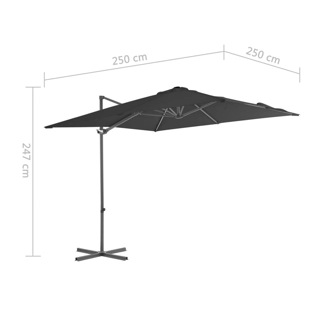 Helloshop26 - Parasol meuble de jardin en porte-à-faux avec mât en acier 250 x 250 cm anthracite - Imagen 8