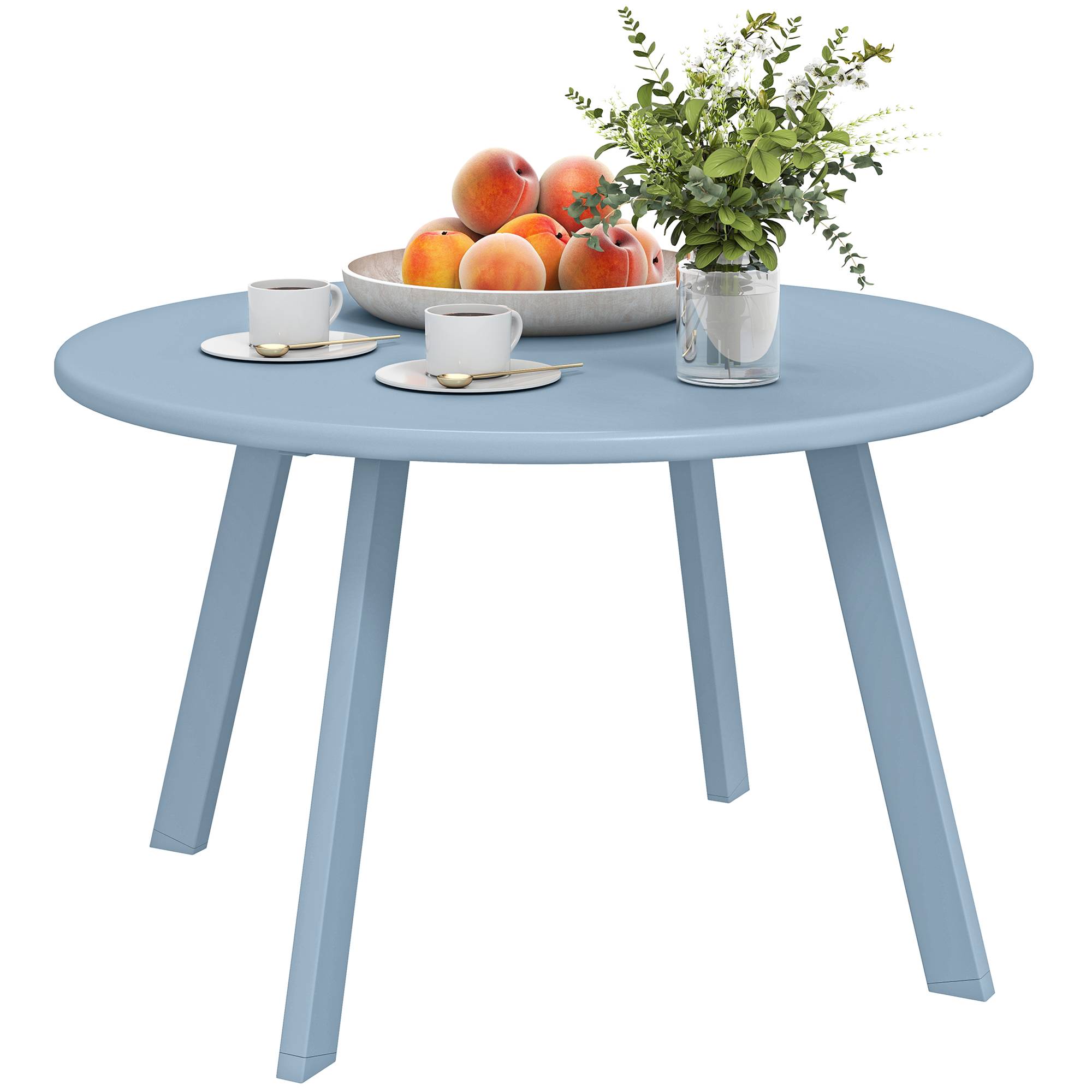 Petite table basse ronde métal pour jardin et salon antidérapante 70cm bleu - ComfortXL Outdoor Living - Image 1