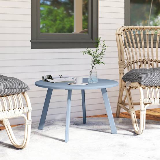 Petite table basse ronde métal pour jardin et salon antidérapante 70cm bleu - ComfortXL Outdoor Living - Image 4