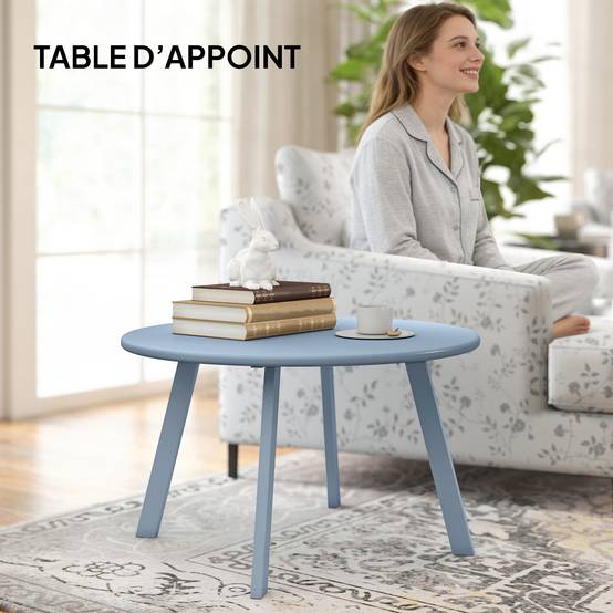 Petite table basse ronde métal pour jardin et salon antidérapante 70cm bleu - ComfortXL Outdoor Living - Image 9