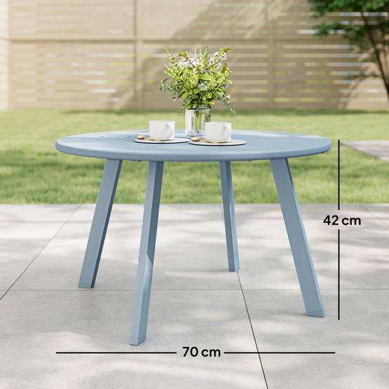 Petite table basse ronde métal pour jardin et salon antidérapante 70cm bleu - ComfortXL Outdoor Living - Image 5