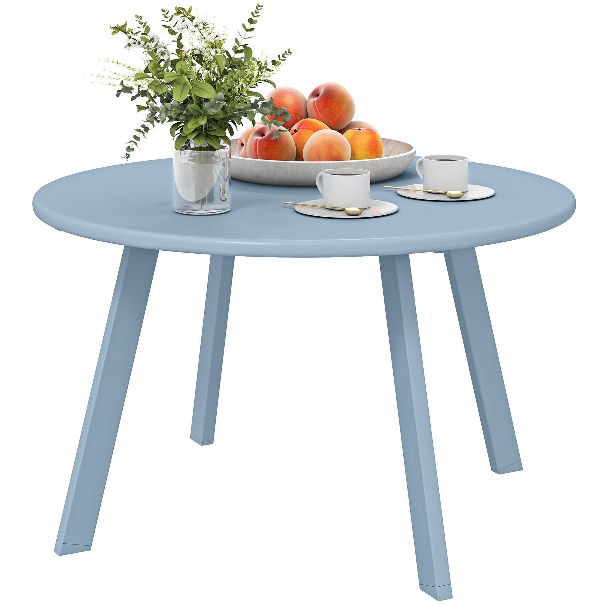 Petite table basse ronde métal pour jardin et salon antidérapante 70cm bleu - ComfortXL Outdoor Living - Image 2
