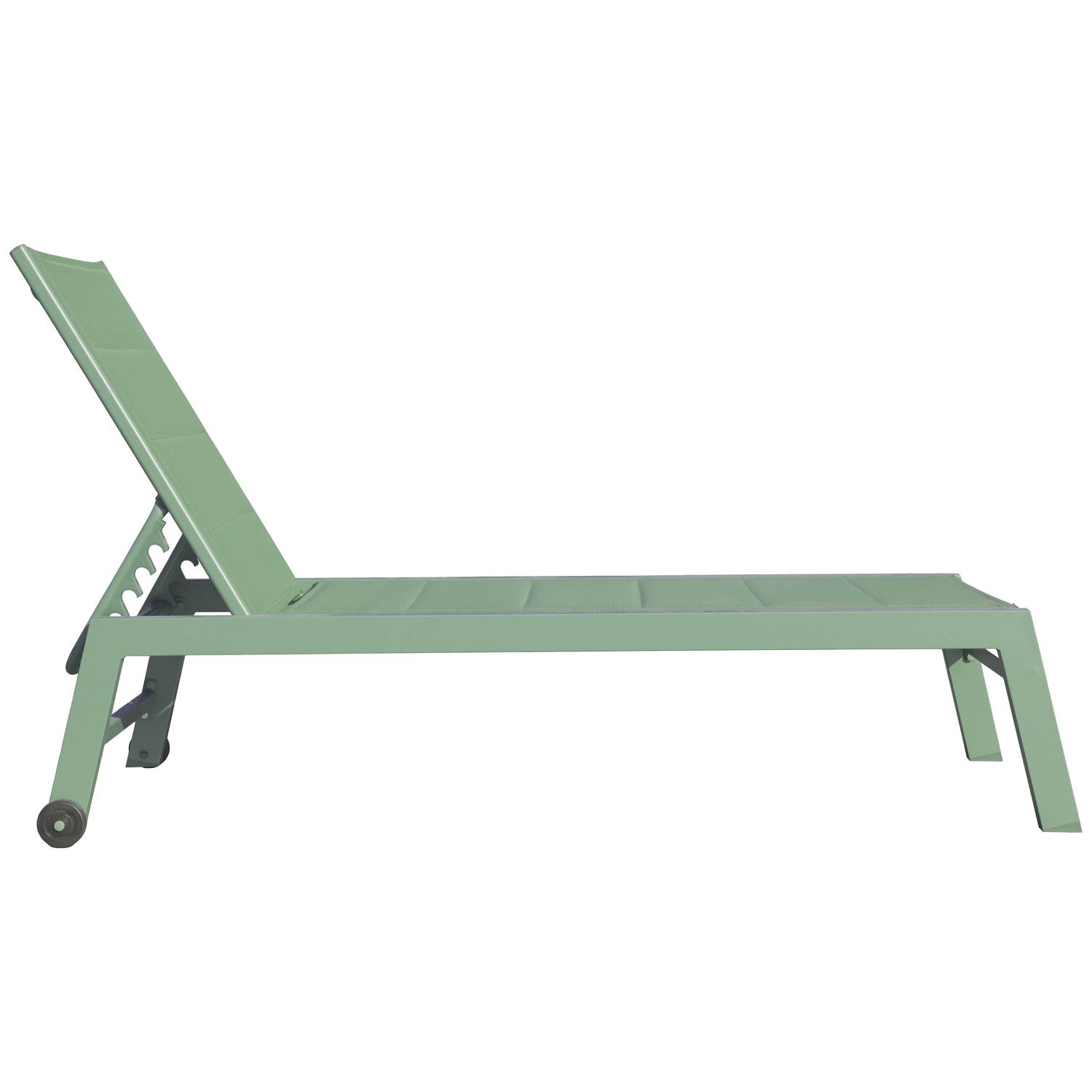 Lot de 2 bains de soleil BARBADOS en textilène vert sauge - aluminium vert sauge - HAPPY GARDEN - Imagen 4