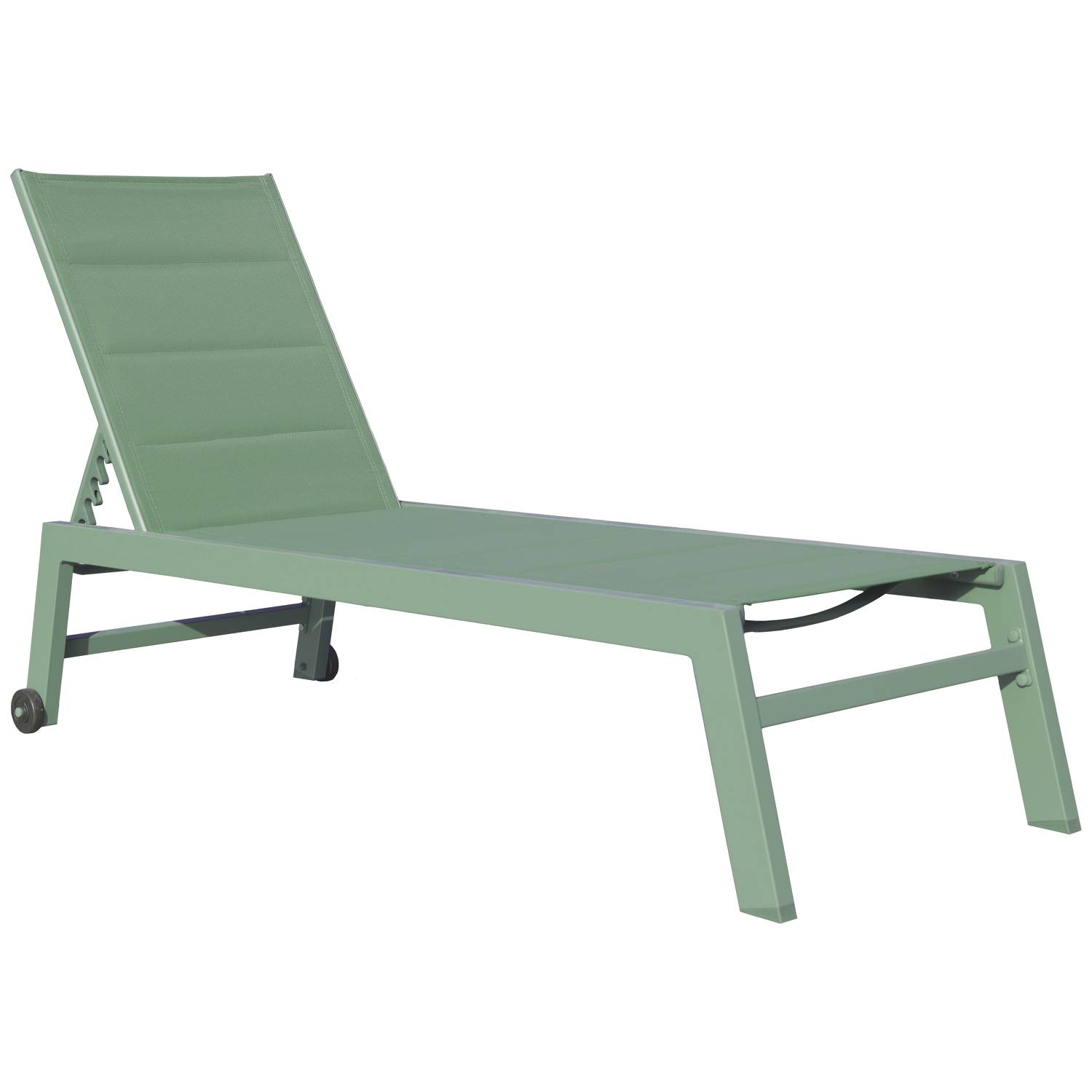 Lot de 2 bains de soleil BARBADOS en textilène vert sauge - aluminium vert sauge - HAPPY GARDEN - Imagen 3
