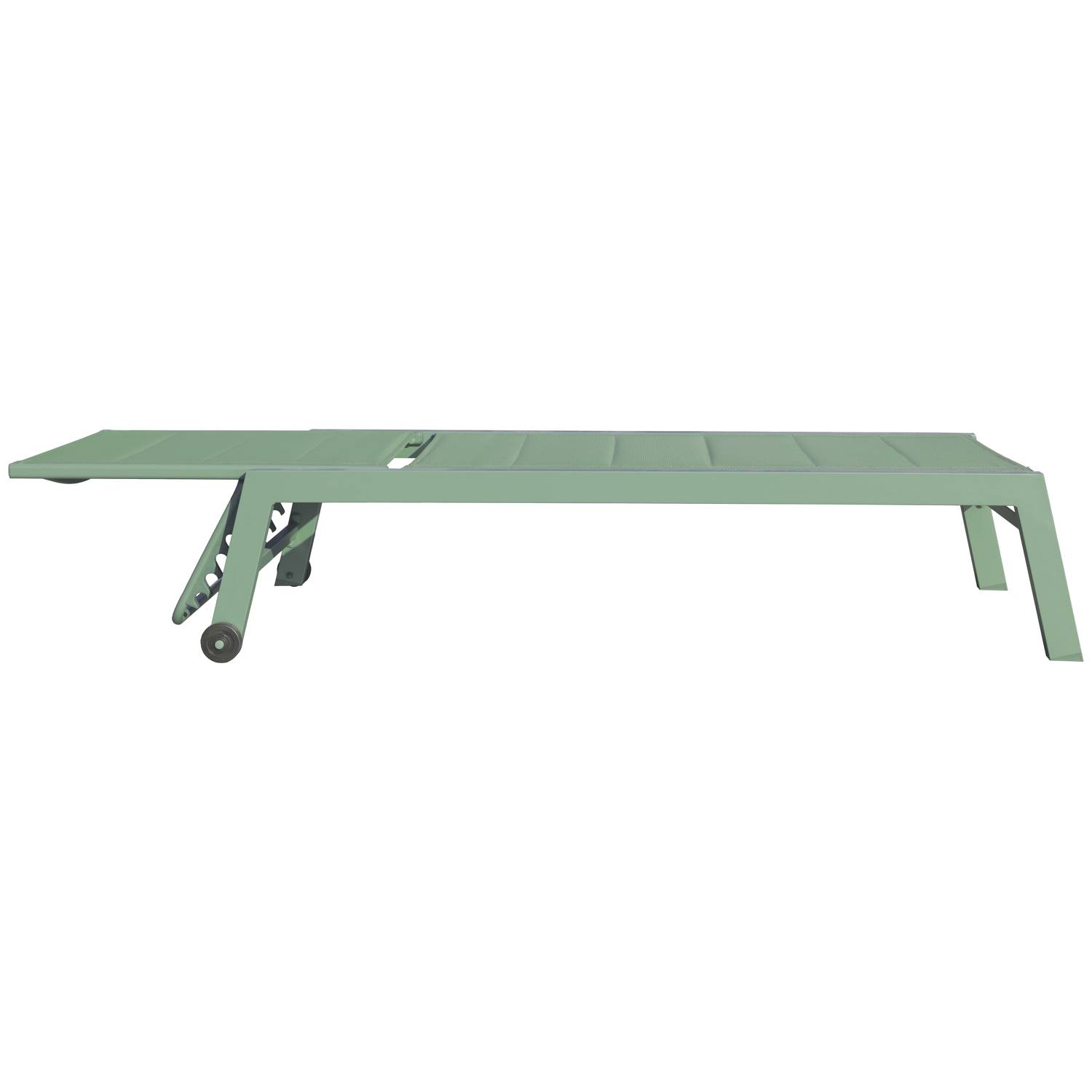 Lot de 2 bains de soleil BARBADOS en textilène vert sauge - aluminium vert sauge - HAPPY GARDEN - Imagen 5